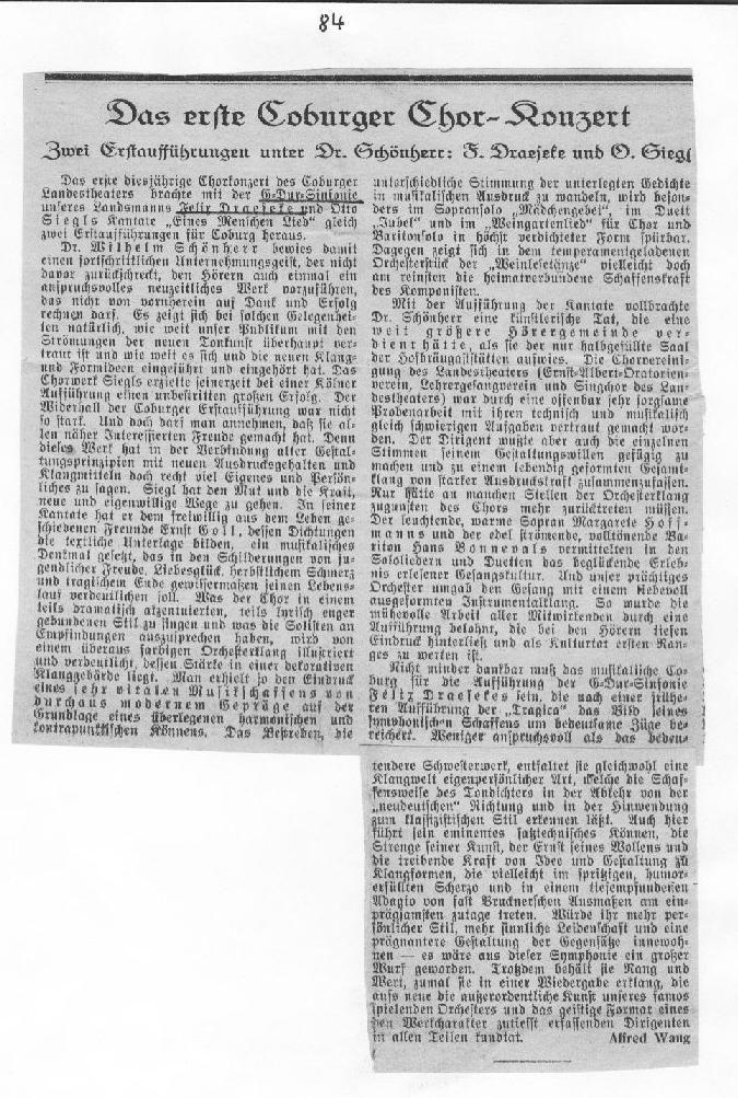Zur Erstauff&uuml;hrung der Sinfonie Nr. 1, op. 12 