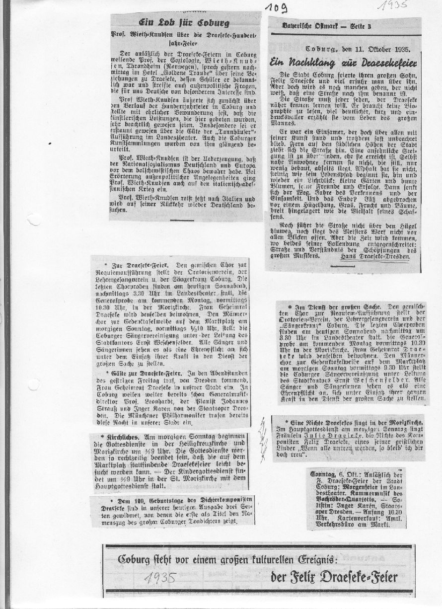 Zur Draeseke-Feier: Ein Lob f&uuml;r Colberg u.a. 
