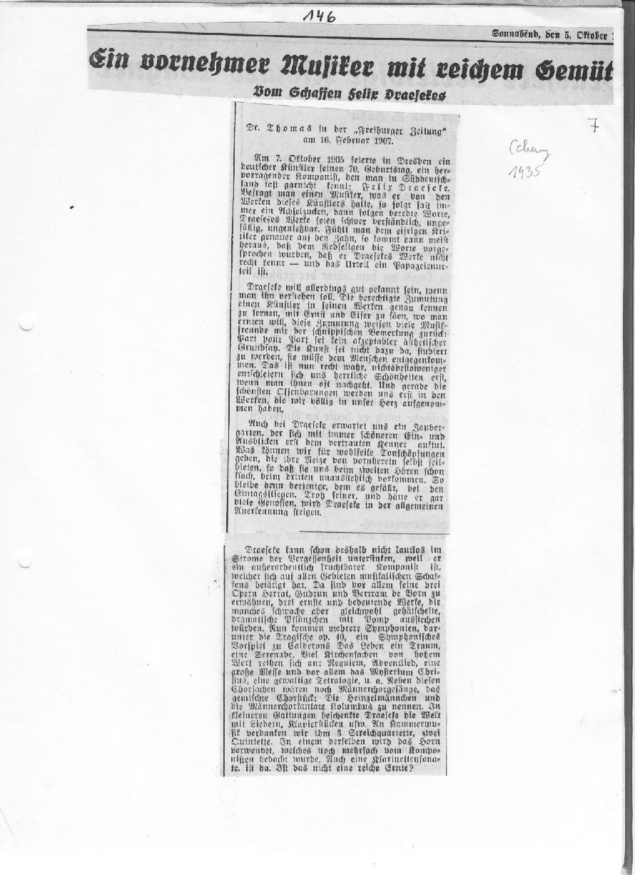 Ein vornehmer Musiker mit reichem Gem&uuml;t, v. Dr. Thomas 1907