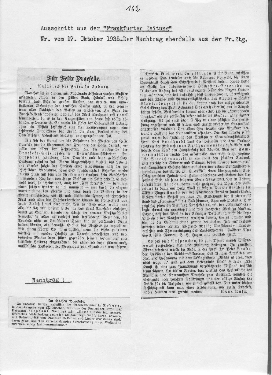 Hans Rutz: Anl&auml;&szlig;lich der Feier in Coburg (Hans Rutz, Frankfurter Zeitung, 17 Okt 1935) 