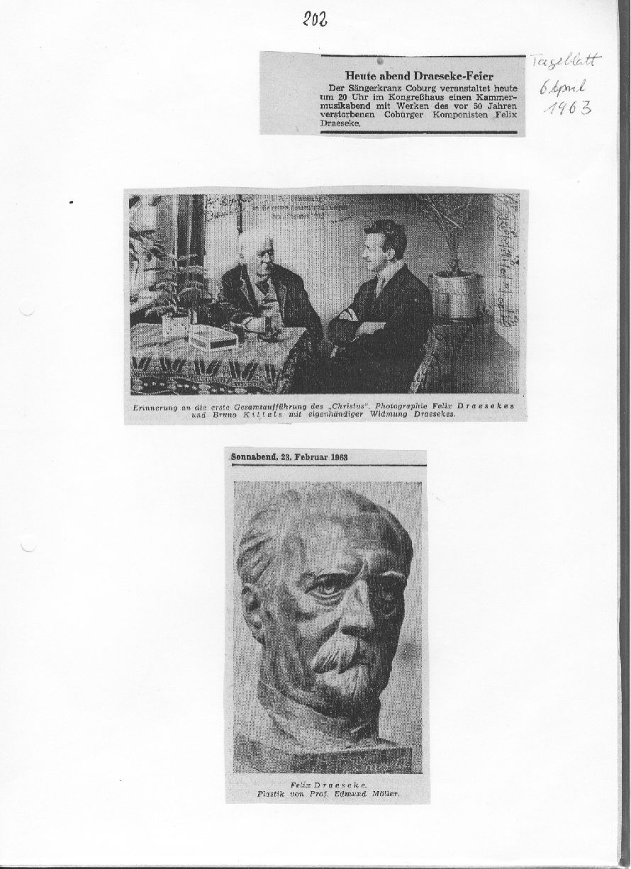Bl&auml;tter der Erinnerung - Felix Draeseke - von E. Hauck; Plastik von Edmund Moeller