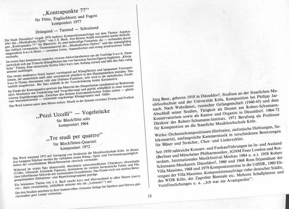 22. Haller Bach-Tage (26 Jan-3 Feb 1985): Bach, Sch&uuml;tz, H&auml;ndel, et al.; Draeseke Serenade D-dur, op. 69, Collegium Instrumentale Koln, Udo-R Follert 