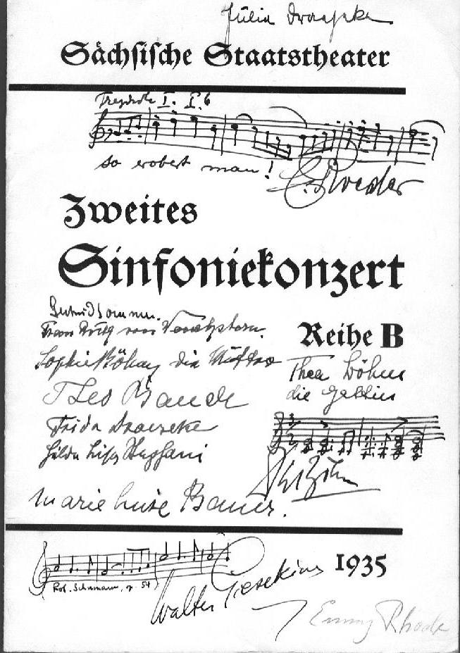 Programm: Draeseke - Symphonia Tragica; Schumann - Klavierkonzert; Draeseke - Jubel-overt&uuml;re S&auml;chsische Staatskapelle Dresden, Karl B&ouml;hm, Walter Gieseking (S&auml;chsische Staatstheater Dresden, 22 Nov 1935)