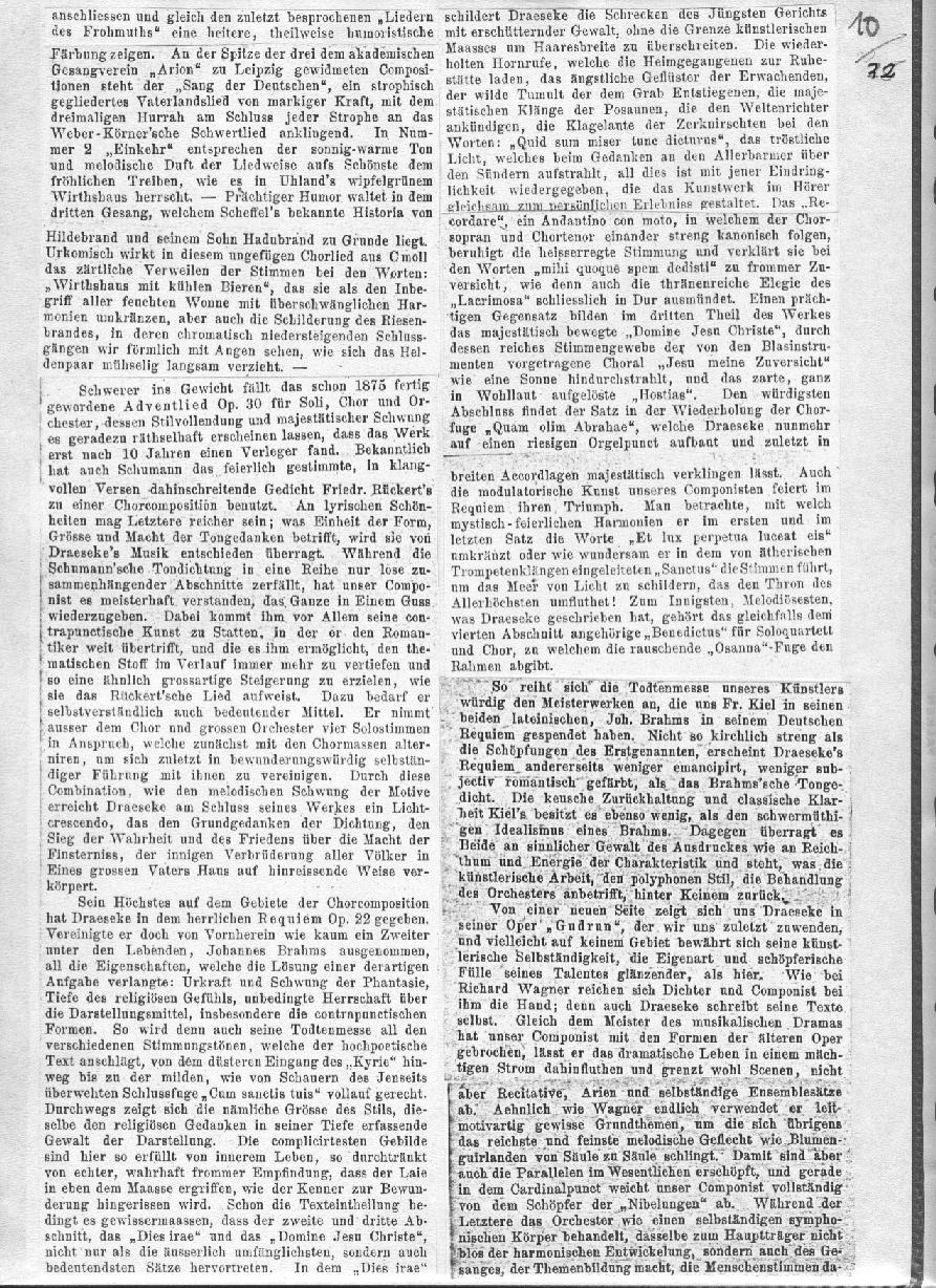 A. Niggli: Eine biographisch-kritische Studie &uuml;ber Felix Draeseke (Musikalisches Wochenblatt, Leipzig XVIII, nr 2-13; Januar-M&auml;rz 1887)