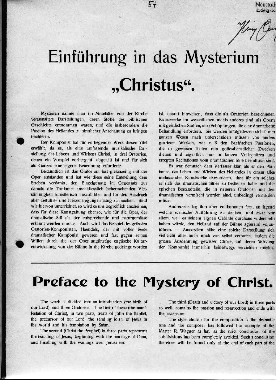 Draeseke: Einf&uuml;hrung in das Mysterium "Christus" - Preface to the Mystery of Christ 