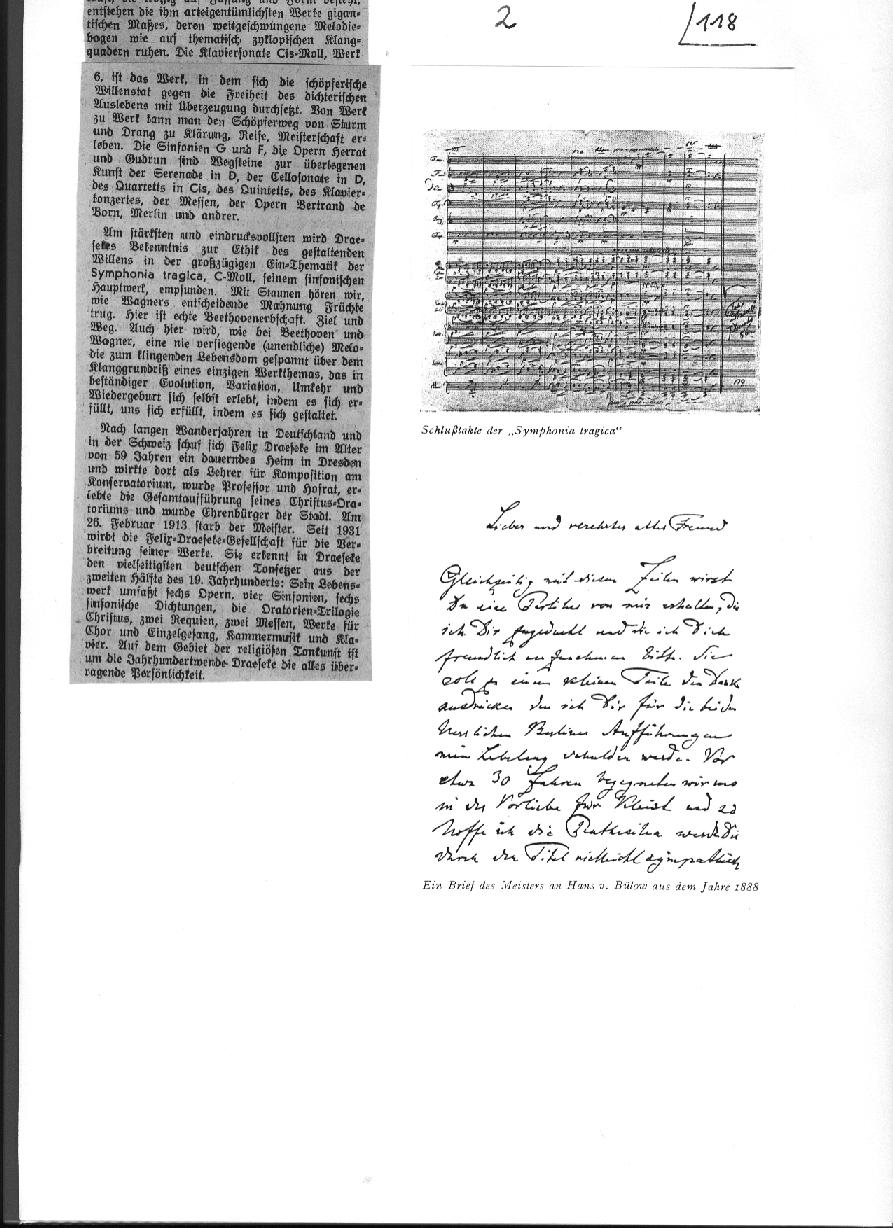 Walter Engelsmann: Felix Draeseke zum Ged&auml;chtnis (K&ouml;lnische Zeitung: 8 Okt 1935)