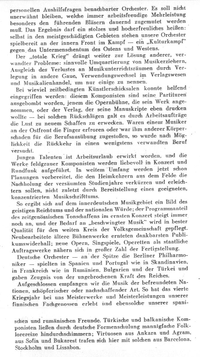 Heinz Drewes: "Das deutsche Musikleben an der Schwelle des f&uuml;nften Kriegsjahres" Jahrbuch der deutschen Musik 1944, s. 40
