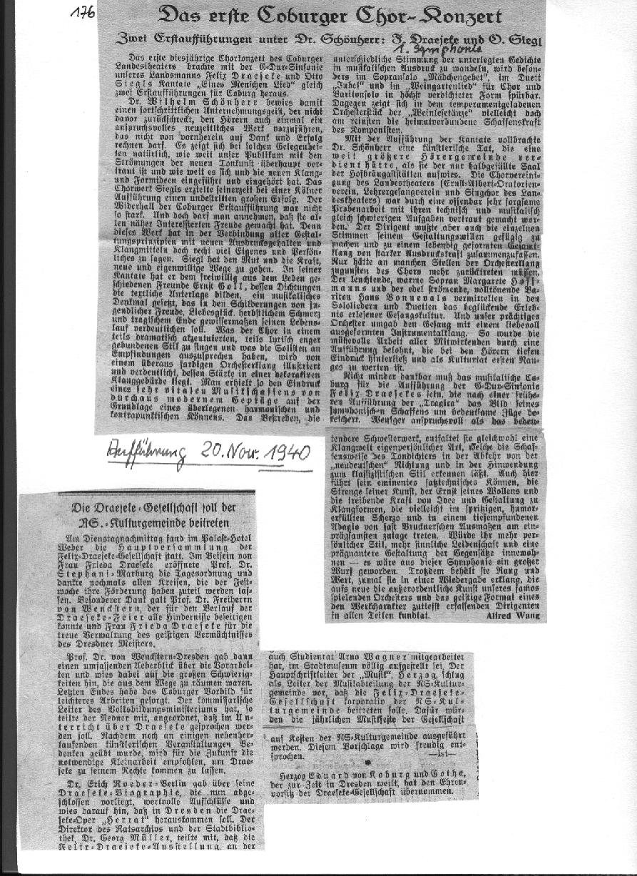 Alfred Wang: Draeseke 1. Sinfonie op.12 im Landestheater Coburg&nbsp;(Wilhelm Sch&ouml;nherr, dir. 20 Nov 1940)