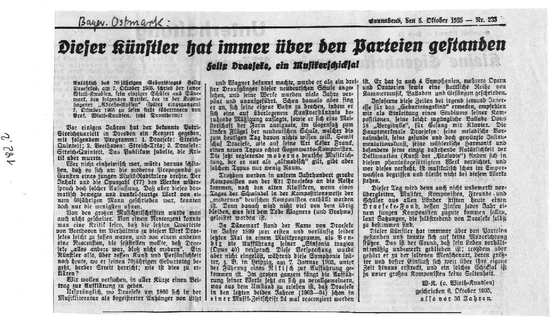 Erich Roeder: Die letzte Spitzenleistung des Jahrhundert (1935); Wieth-Knudsen: Dieser K&uuml;nstier hat immer &uuml;ber den Parteien