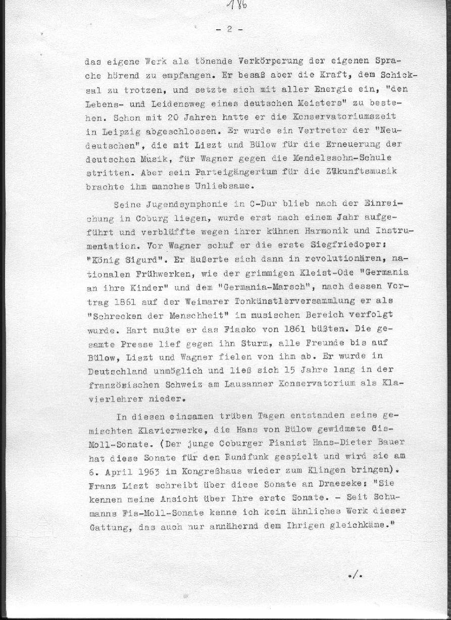 Heinz Ebert: Felix Draeseke - Komponist aus Coburg. Lebens- und k&uuml;nstlerisches Schaffensbild (1958)