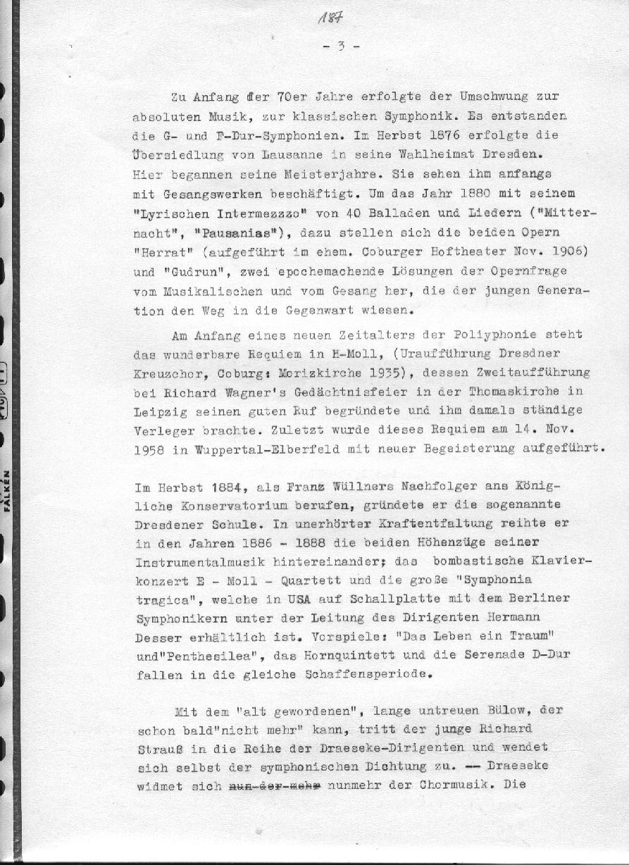 Heinz Ebert: Felix Draeseke - Komponist aus Coburg. Lebens- und k&uuml;nstlerisches Schaffensbild (1958)