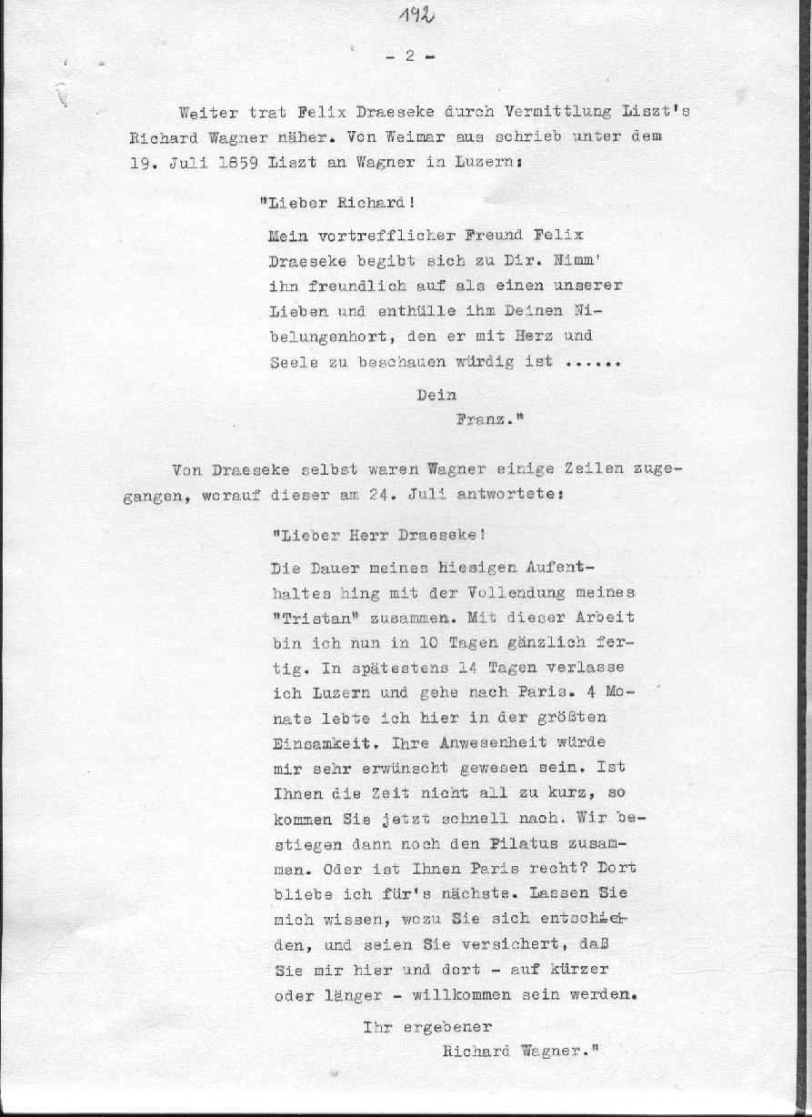 Heinz Ebert: Draeseke, Liszt und Wagner. Begegnungen mit gro&szlig;en M&auml;nnern seiner Zeit. Ein Beitrag zum 50. Todestag Felix Draesekes