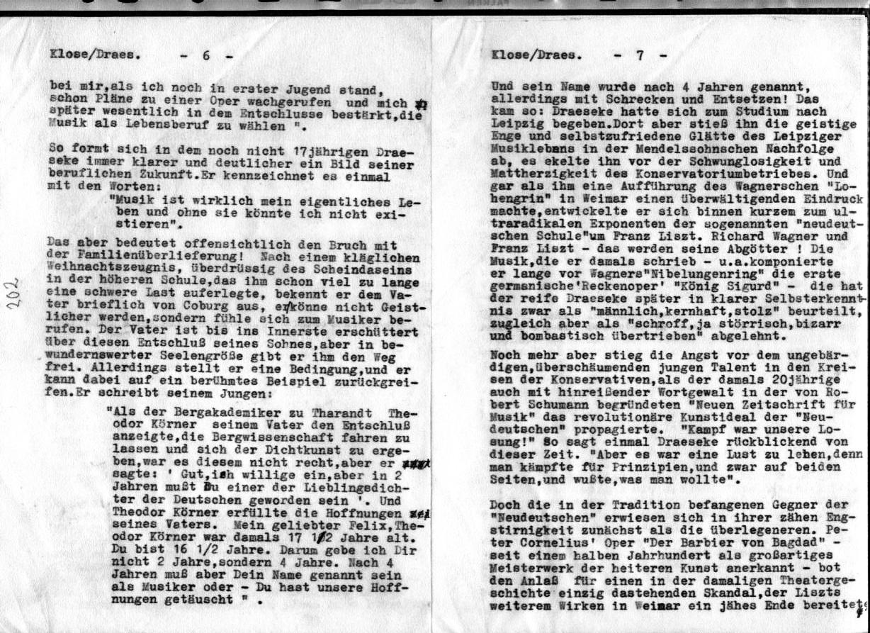 Dr. Friedrich Klose: Gedenkworte zur Draeseke-Feier 1963, Festsaal des Kongre&szlig;hauses Coburg (6 Apr 1963) 