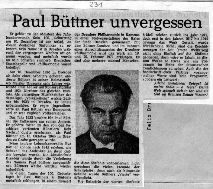 Paul B&uuml;ttner unvergessen (1970)