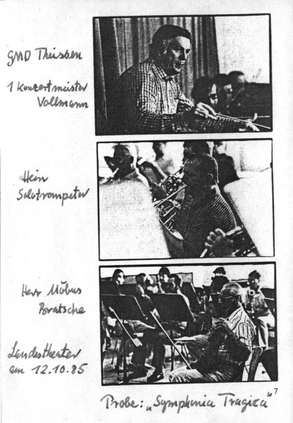 Programmheft Landestheater Coburg: Erste Sinfoniekonzert (14 Okt 1985): Hans Sternberg - Kleine Symphonie im klassischen Stil; Franz M&ouml;ckl- Symphonische Huldigung an Adalbert Stifter; Wilhelm Heinrich Vielhaber - Orchester-Paraphrase &uuml;ber "Papageno"; Felix Draeseke - Symphonia tragica op. 40 (Orchester des Landestheaters, GMD Paul Theissen)
