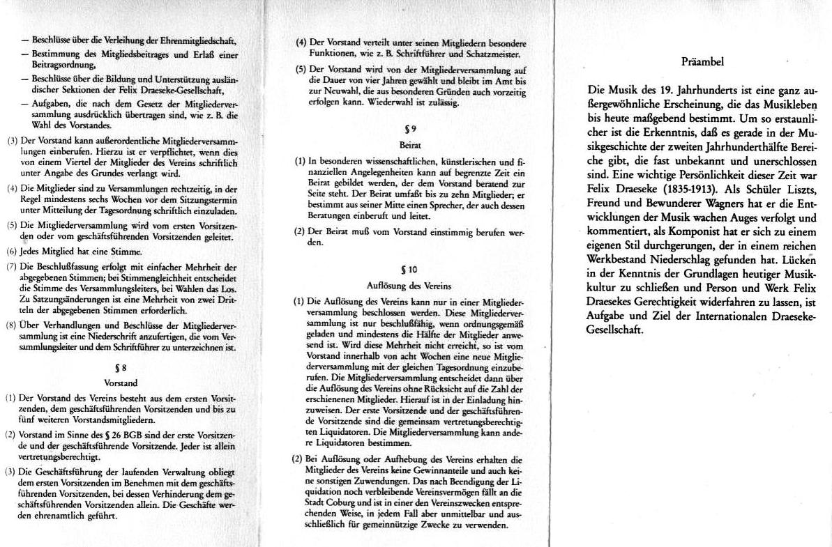 Satzung der Internationalen Draeseke Gesellschaft &sect; 1-10