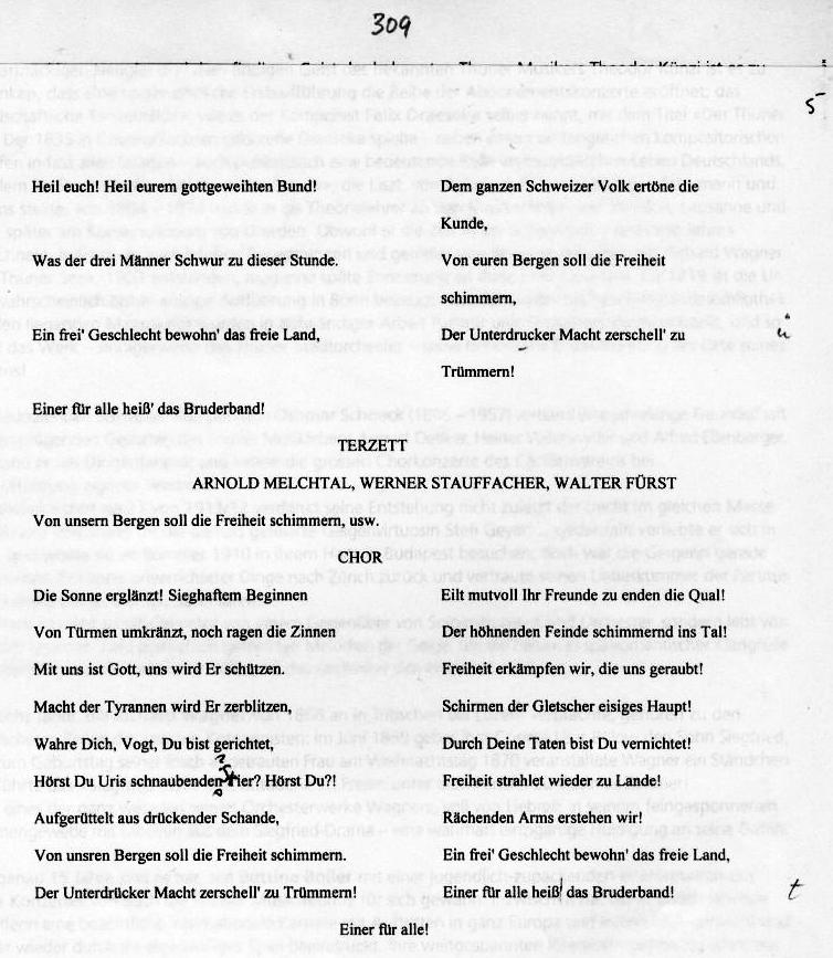 Der Schwur im R&uuml;tli - Urfassung - Text von Felix Draeseke