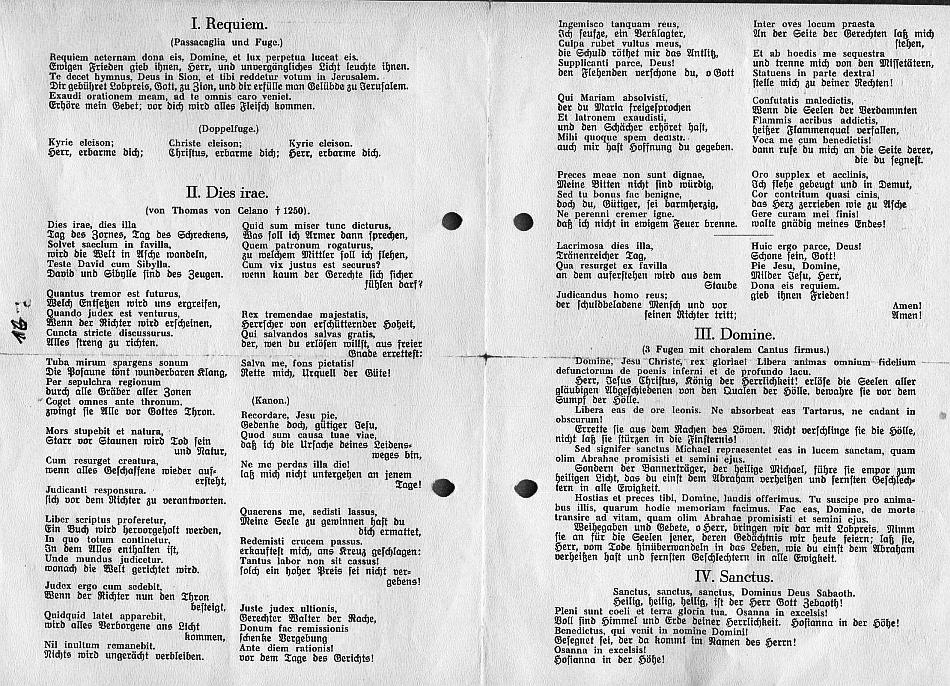 Pfarrkirche Marburg&nbsp;- Marburger Konzert-Verein E.V.: Draeseke - Requiem H-moll op. 22; Bruckner - Te Deum (Collegium Musicum, Konzertvereins-Chor, H. Stephani) - 20 Nov 1932