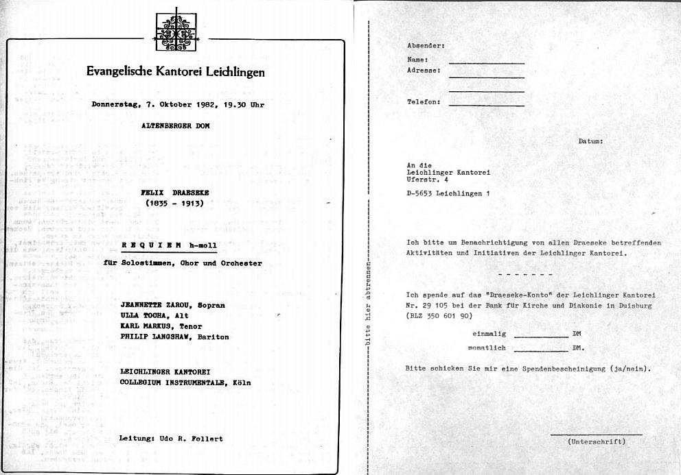 Altenberger Dom: Draeseke - Requiem H-moll op. 22 (Evagelische Kantorei Leichlingen, Collegium Instrumentale K&ouml;ln, Udo-R. Follert) 7 Oct 1982