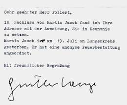 Martin Jacob zum Ged&auml;chtnis